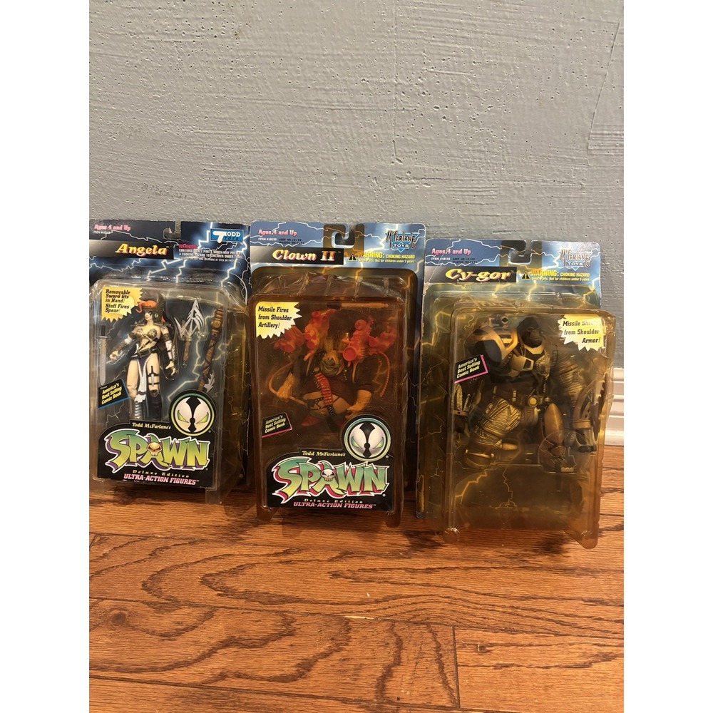 Vintage McFarlane Spawn Lot Of 3 Cy-Gor Clown II Angela Damaged Box Action Figur